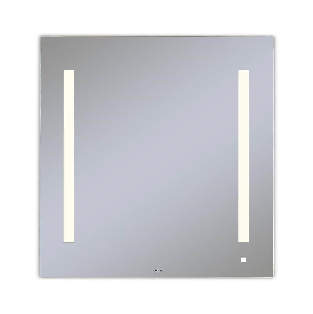 Robern - AiO Lighted Mirror, 30'' x 30'' x 1-1/2'', LUM Lighting, 2700K Temperature (Warm Light), Dimmable, OM Audio, USB Charging Ports