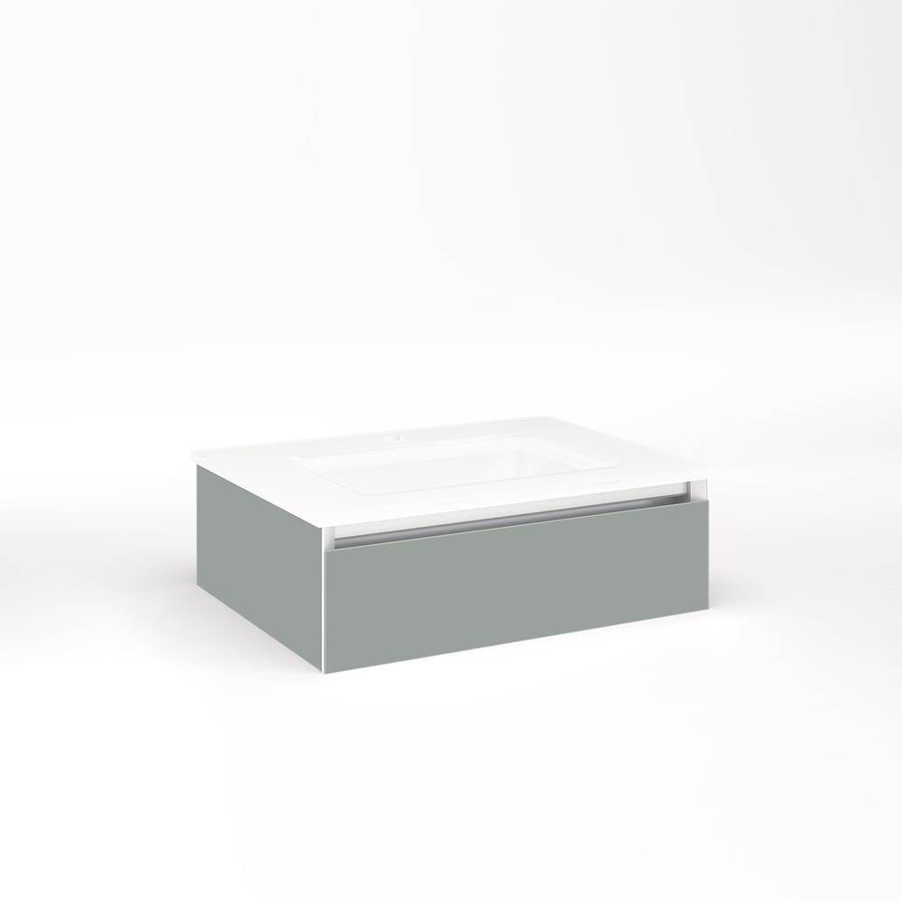 Robern - Cartesian Vanity, 24'' x 7-1/2'' x 18'', Matte Gray, Plumbing Drawer, No Night Light - Matte Gray