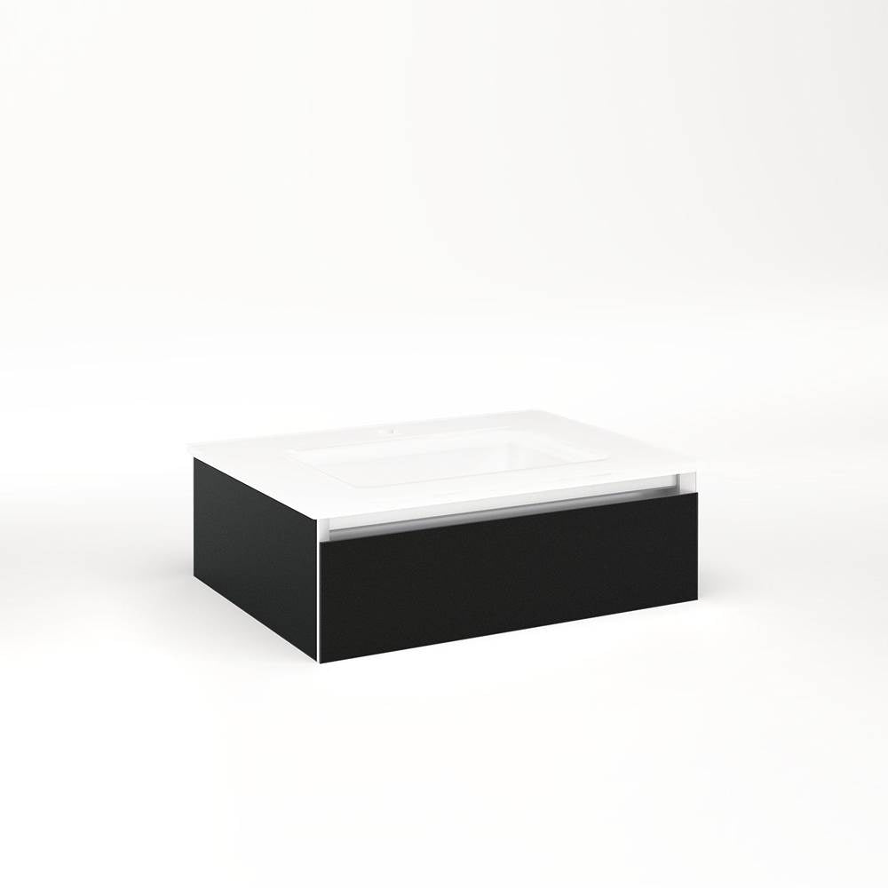 Robern - Cartesian Vanity, 24'' x 7-1/2'' x 18'', Matte Black, Tip Out Drawer, No Night Light - Matte Black