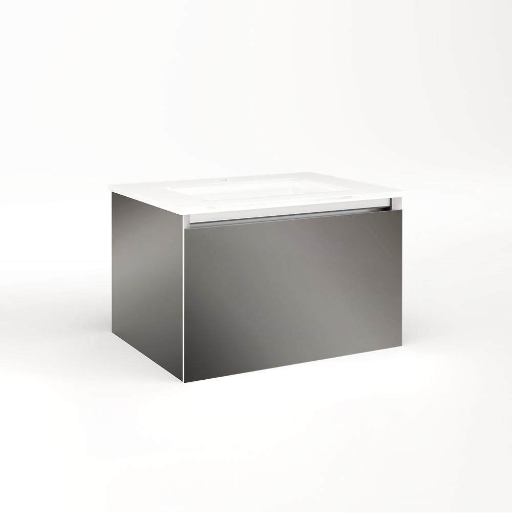 Robern - Cartesian Vanity, 24'' x 15'' x 18'', Tinted Gray Mirror, Plumbing Drawer, No Night Light - Tinted Gray Mirror