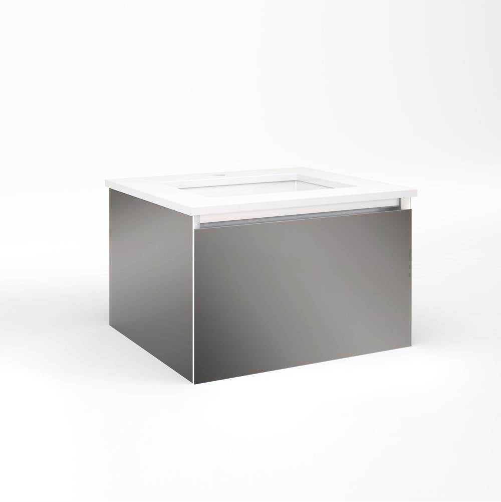 Robern - Cartesian Vanity, 24'' x 15'' x 21'', Tinted Gray Mirror, Plumbing Drawer, No Night Light - Tinted Gray Mirror