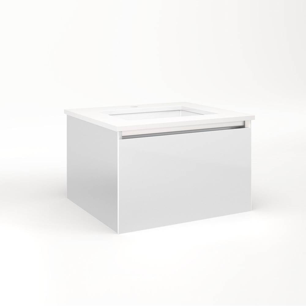 Robern - Cartesian Vanity, 24'' x 15'' x 21'', Satin White, Plumbing Drawer, No Night Light - Satin White