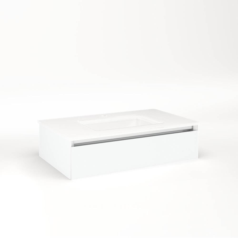Robern - Cartesian Vanity, 30'' x 7-1/2'' x 18'', Matte White, Plumbing Drawer, No Night Light - Matte White