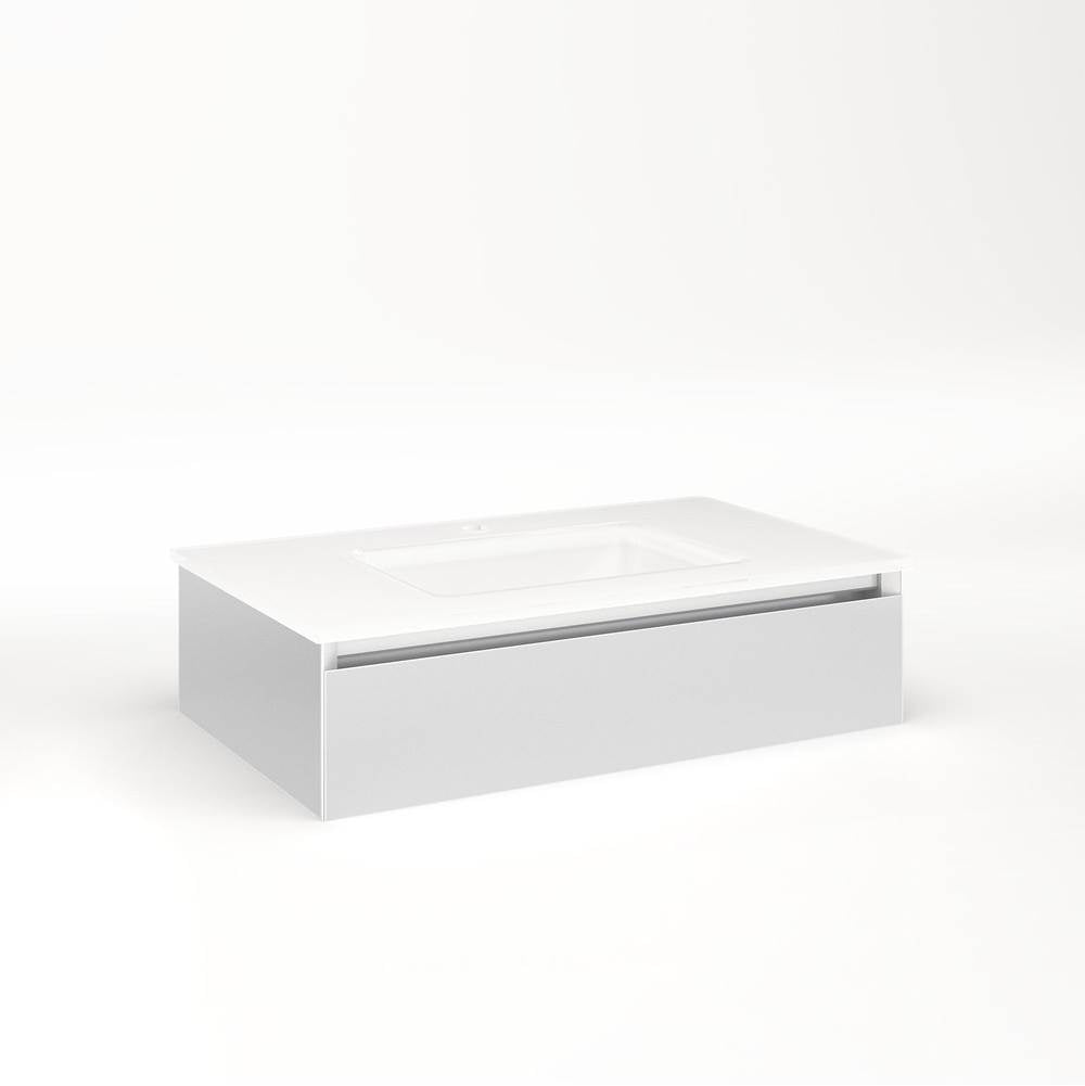 Robern - Cartesian Vanity, 30'' x 7-1/2'' x 18'', Satin White, Tip Out Drawer, No Night Light - Satin White