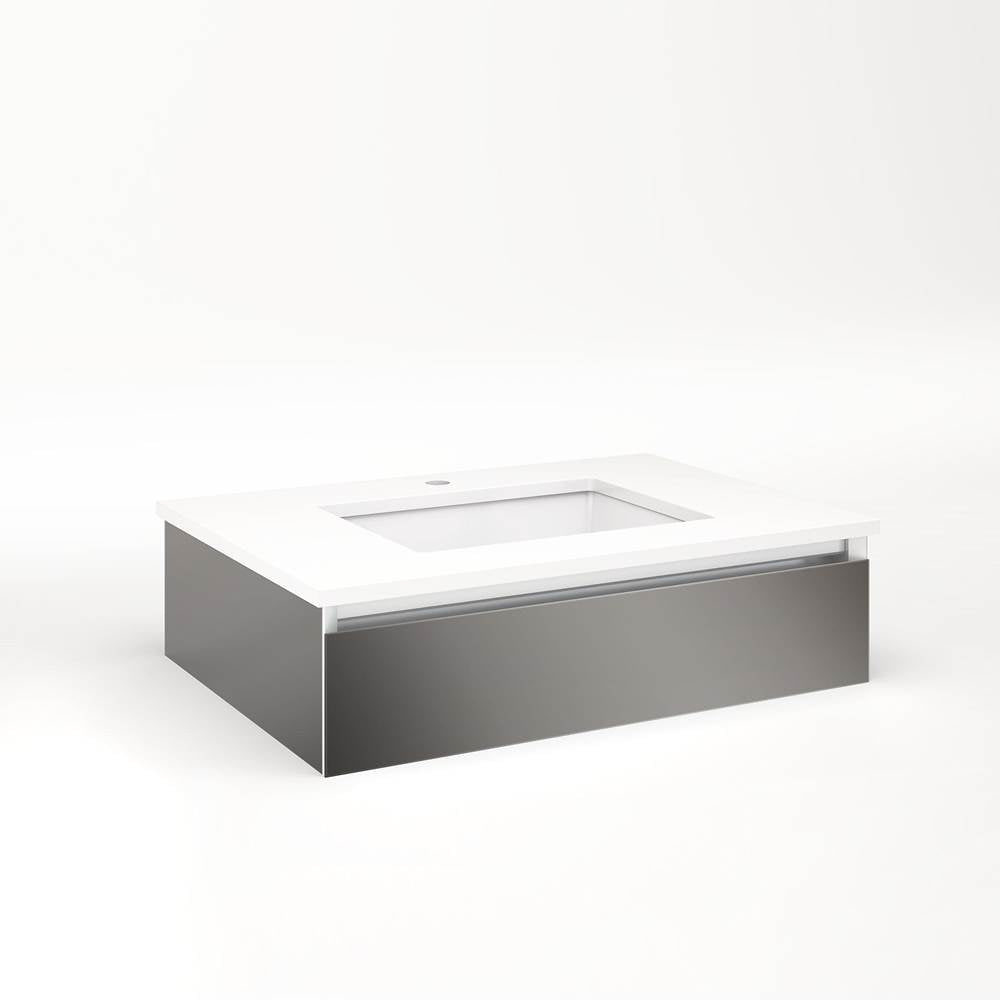 Robern - Cartesian Vanity, 30'' x 7-1/2'' x 21'', Tinted Gray Mirror, Tip Out Drawer, No Night Light - Tinted Gray Mirror