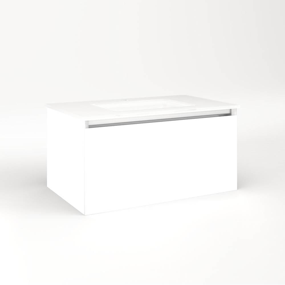 Robern - Cartesian Vanity, 30'' x 15'' x 18'', White, Plumbing Drawer, No Night Light - White