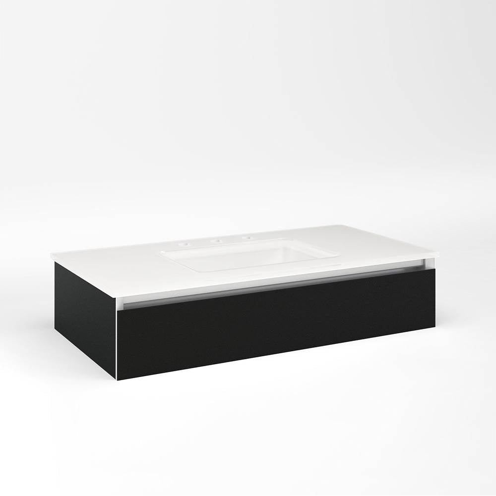 Robern - Cartesian Vanity, 36'' x 7-1/2'' x 18'', Matte Black, Plumbing Drawer, No Night Light - Matte Black
