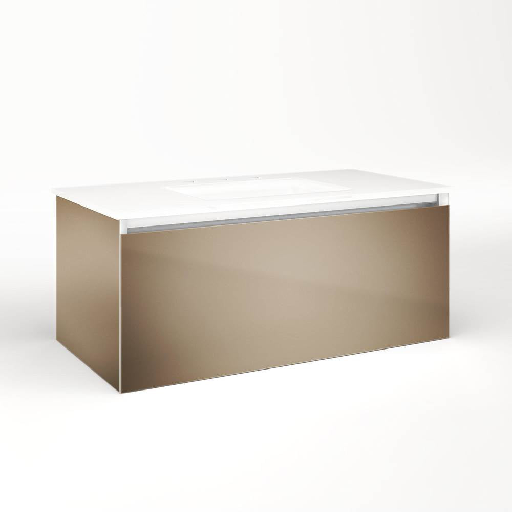 Robern - Cartesian Vanity, 36'' x 15'' x 18'', Satin Bronze, Full Drawer, No Night Light - Satin Bronze