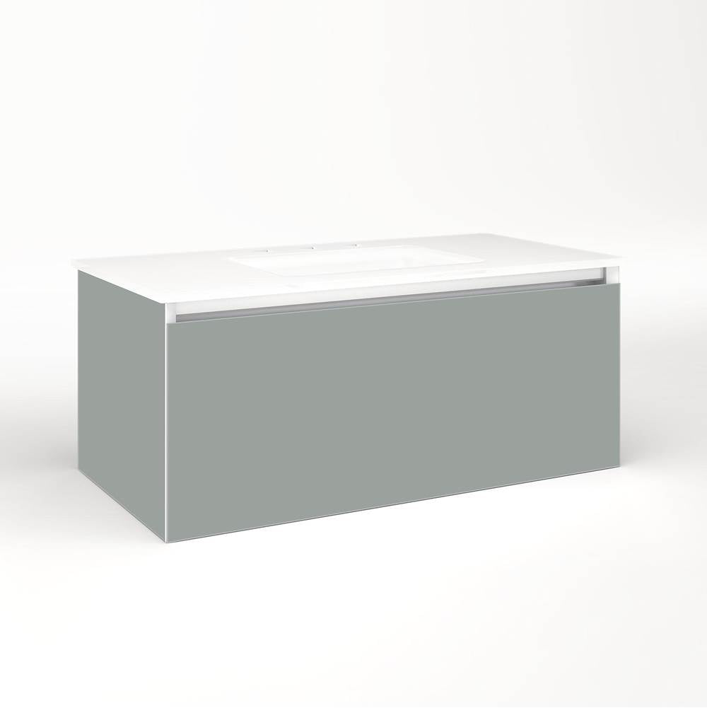 Robern - Cartesian Vanity, 36'' x 15'' x 18'', Matte Gray, Plumbing Drawer, No Night Light - Matte Gray