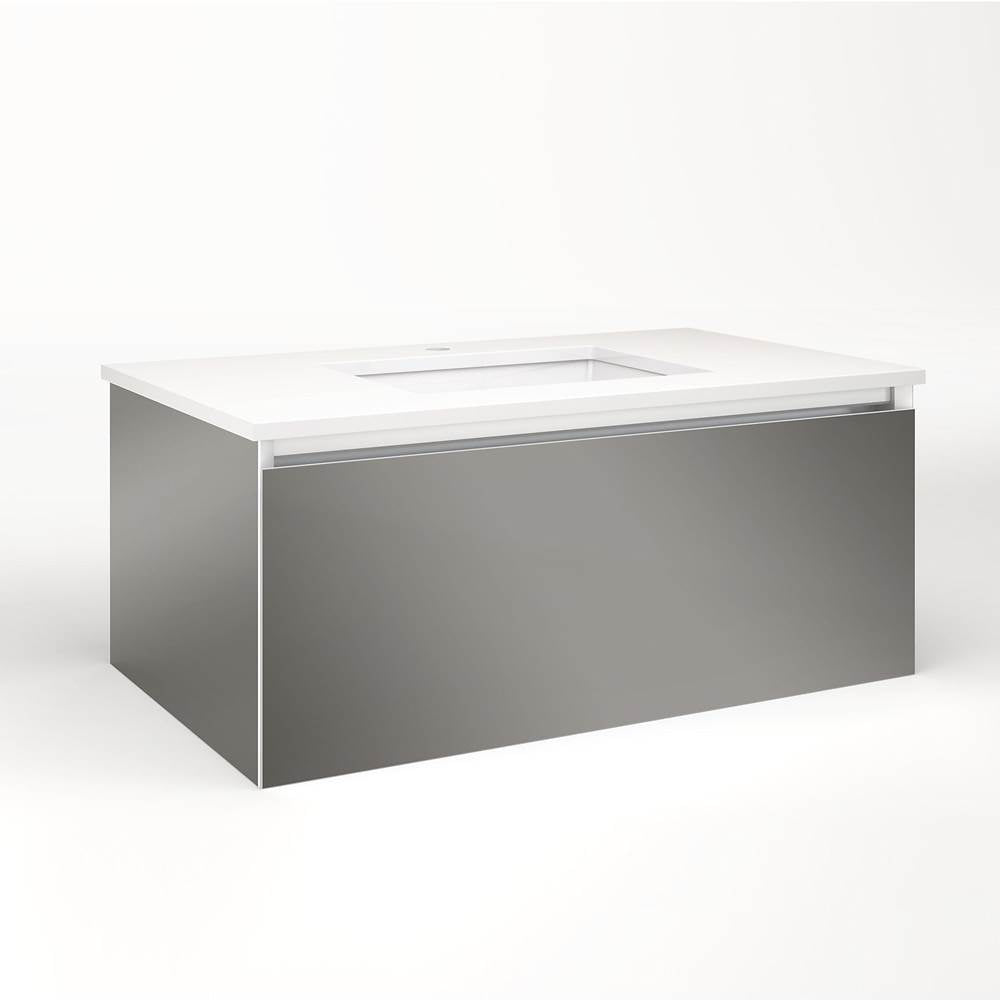 Robern - Cartesian Vanity, 36'' x 15'' x 21'', Tinted Gray Mirror, Full Drawer, No Night Light - Tinted Gray Mirror