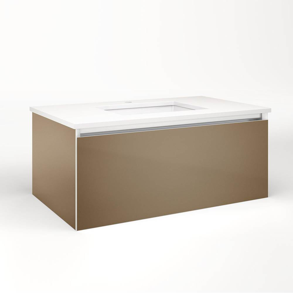 Robern - Cartesian Vanity, 36'' x 15'' x 21'', Satin Bronze, Full Drawer, No Night Light - Satin Bronze