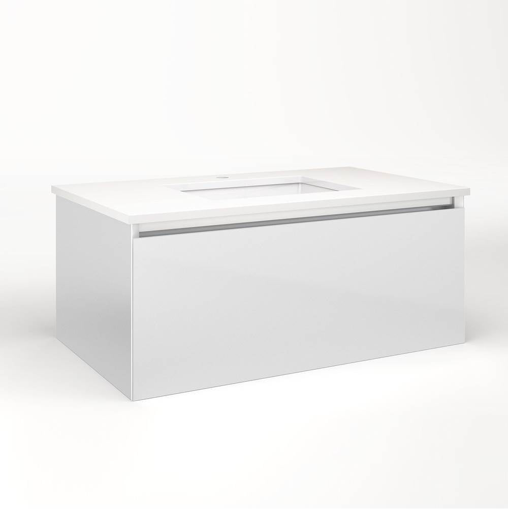 Robern - Cartesian Vanity, 36'' x 15'' x 21'', Satin White, Full Drawer, No Night Light - Satin White