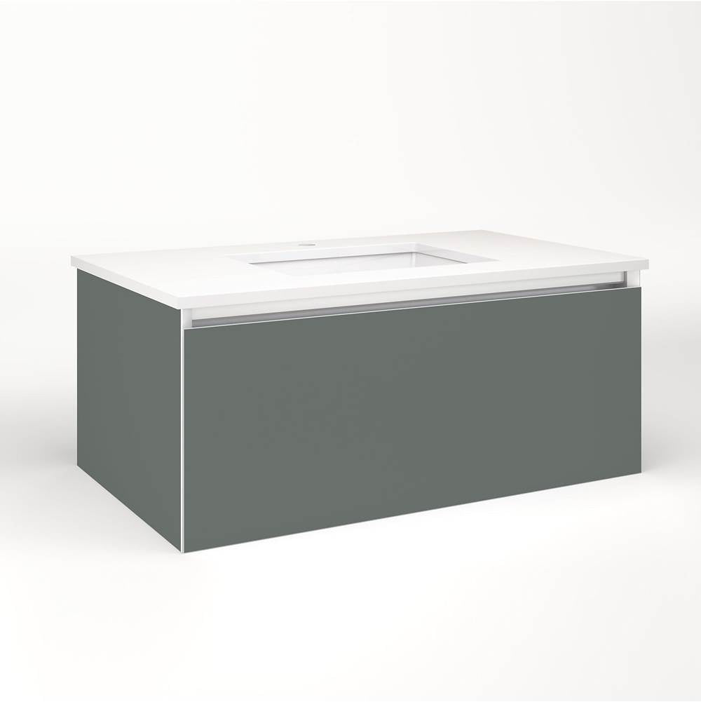 Robern - Cartesian Vanity, 36'' x 15'' x 21'', Matte Gray, Plumbing Drawer, No Night Light - Matte Gray