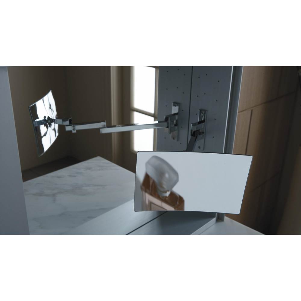 Profiles Framed Cabinet, 24'' x 30'' x 4'', Chrome, Electrical Outlet, USB Charging Ports, Right Hinge