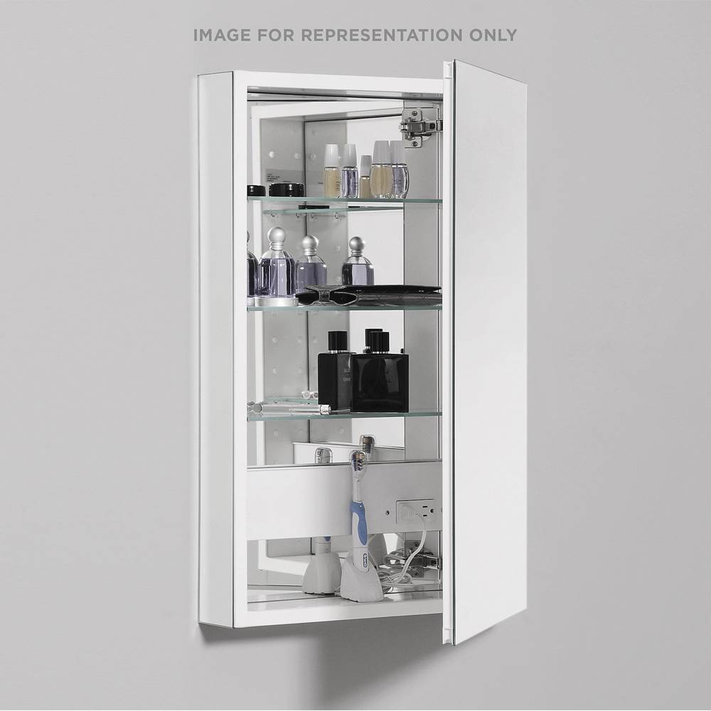 Robern - PL Series Cabinet, 23-1/4'' x 39-3/8'' x 4'', Flat Top, Polished Edge, Right Hinge, Classic Gray Interior, Electric