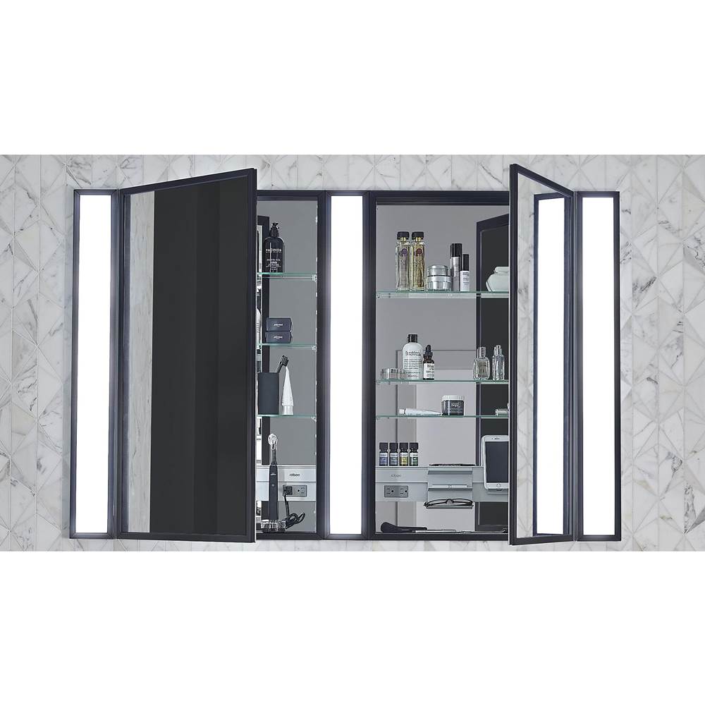 Profiles Framed Cabinet, 24'' x 30'' x 4'', Chrome, Electrical Outlet, USB Charging Ports, Right Hinge