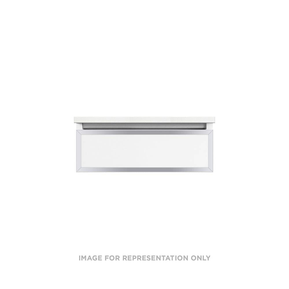 Robern - Profiles Framed Vanity, 24'' x 7-1/2'' x 18'', White, Chrome Frame, Tip Out Drawer - White