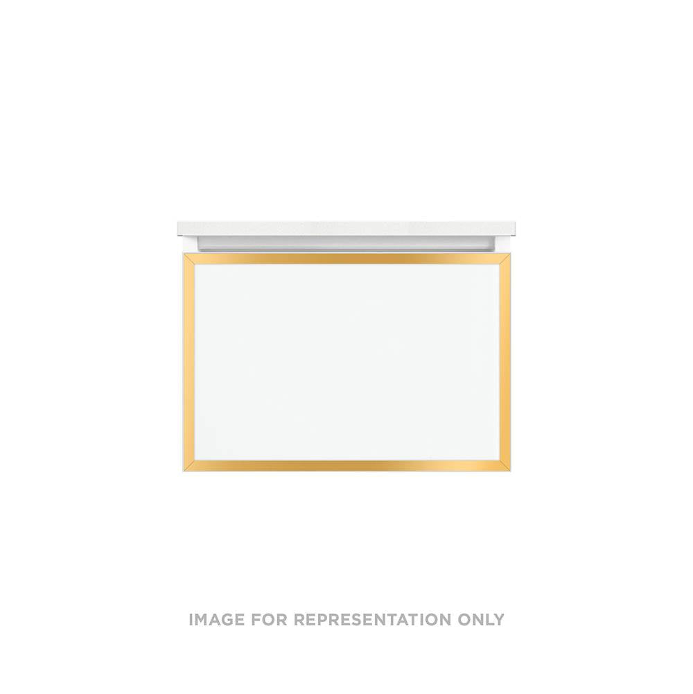 Robern - Profiles Framed Vanity, 24'' x 15'' x 21'', Tinted Gray Mirror, Matte Gold Frame, Plumbing Drawer - Tinted Gray Mirror
