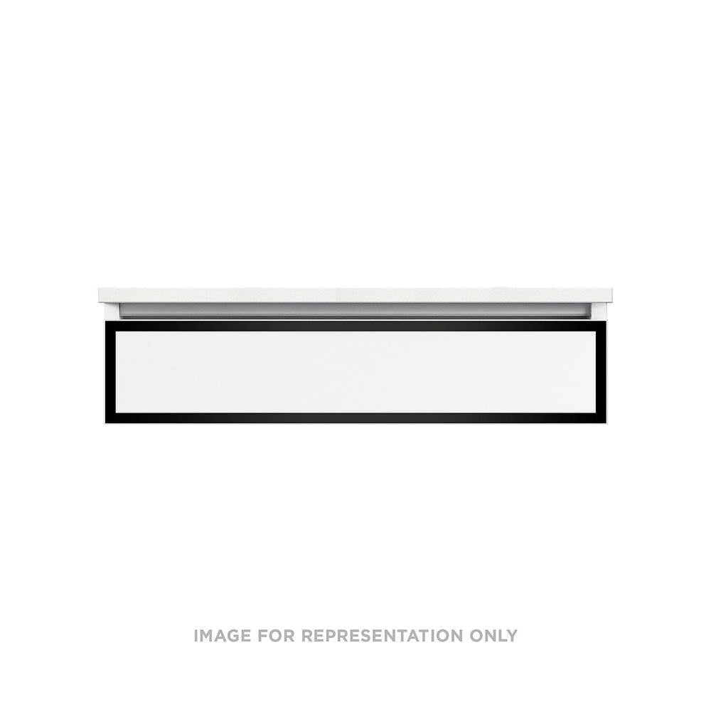 Robern - Profiles Framed Vanity, 36'' x 7-1/2'' x 18'', Satin White, Matte Black Frame, Plumbing Drawer, Selectable Night Light, - Satin White
