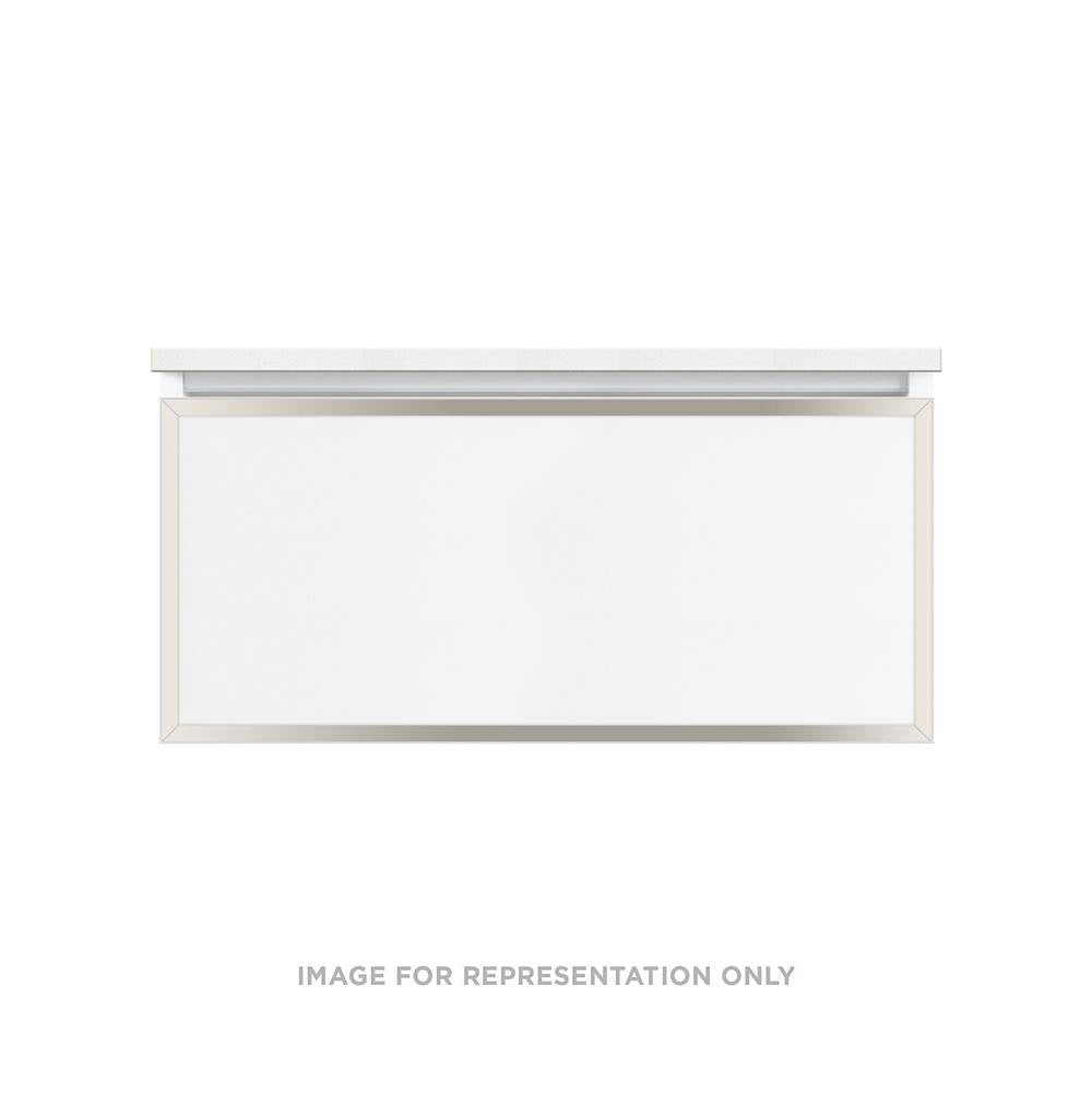 Robern - Profiles Framed Vanity, 36'' x 15'' x 21'', Satin White, Polished Nickel Frame, Full Drawer, Selectable Night Light, 270 - Satin White