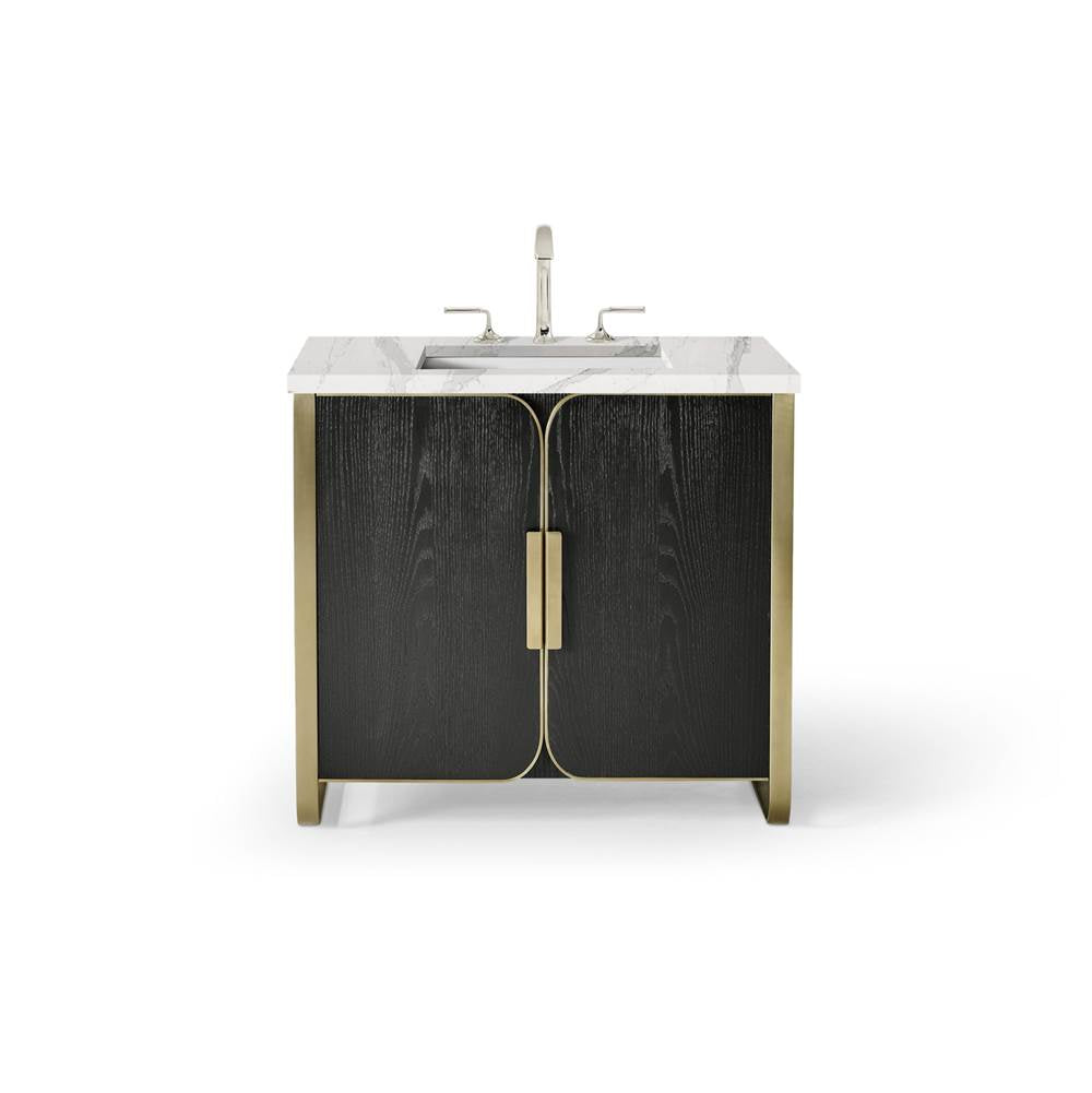 Bergman 36'' X 34'' X 23'' Vanity In Natural Gray With Brushed Pewter Finish