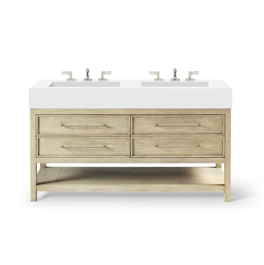 Skaarsgard Vanity, 60'' X 34'' X 23'', Rustic Oak With Brushed Pewter, No Vanity Top