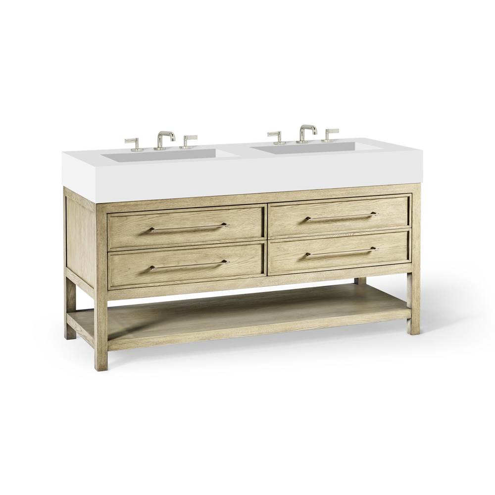 Skaarsgard Vanity, 60'' X 34'' X 23'', Rustic Oak With Brushed Pewter, No Vanity Top