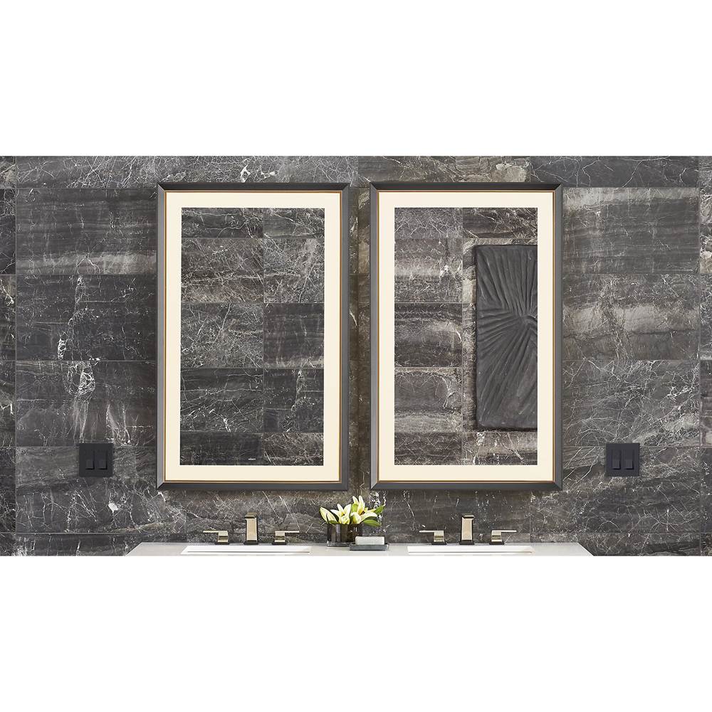 Sculpt Lighted Mirror, 27'' x 43'' x 2-5/16'', Chamfer Museum Frame, Chrome, Perimeter Light Pattern, 2700K Color Temperature (Warm White)