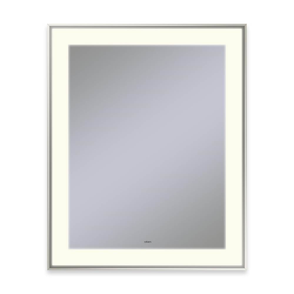 Robern - Sculpt Lighted Mirror, 25'' x 31'' x 2-1/4'', Slim Museum Frame, Polished Nickel, Perimeter Light Pattern, 2700K Color Temperature (Warm White) - Polished Nickel