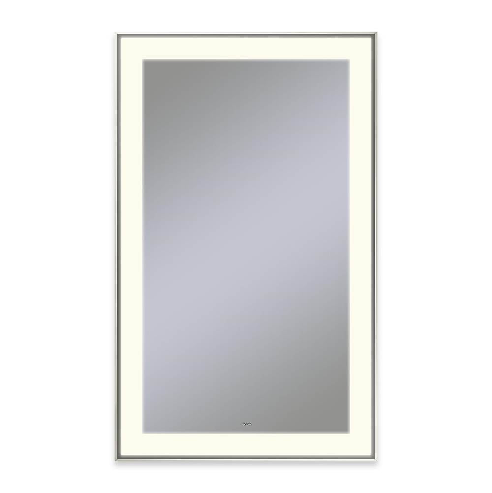 Robern - Sculpt Lighted Mirror, 25'' x 41'' x 2-1/4'', Slim Museum Frame, Polished Nickel, Perimeter Light Pattern, 2700K Color Temperature (Warm White) - Polished Nickel