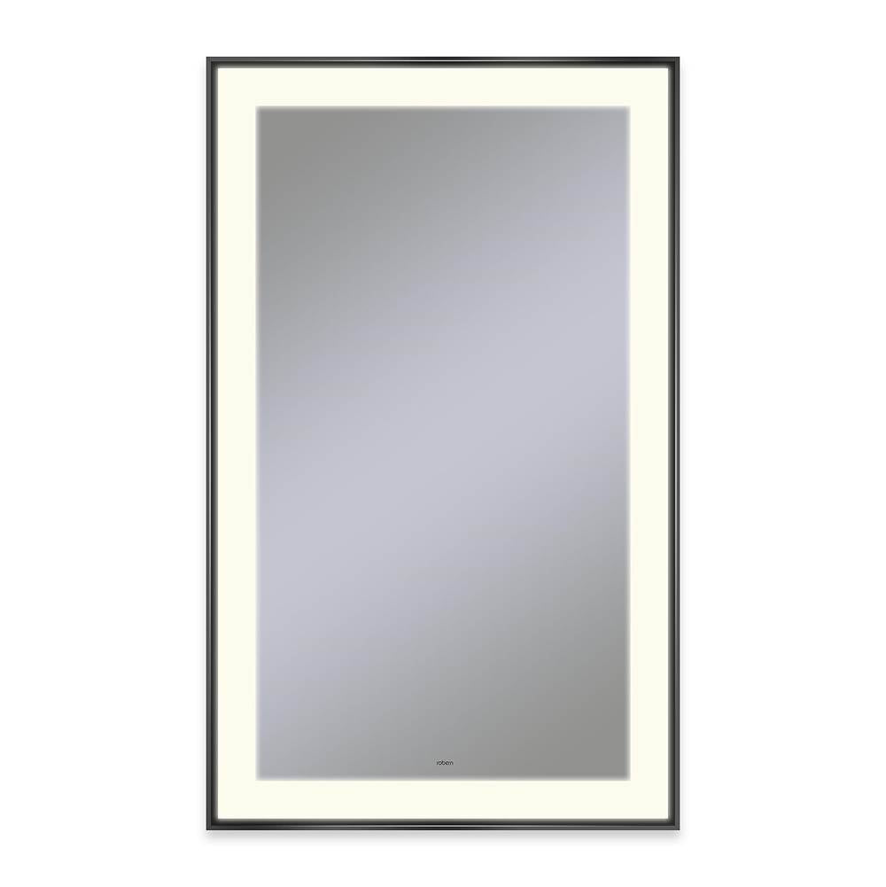 Robern - Sculpt Lighted Mirror, 25'' x 41'' x 2-1/4'', Slim Museum Frame, Matte Black, Perimeter Light Pattern, 2700K Color Temperature (Warm White), Defogger - Matte Black