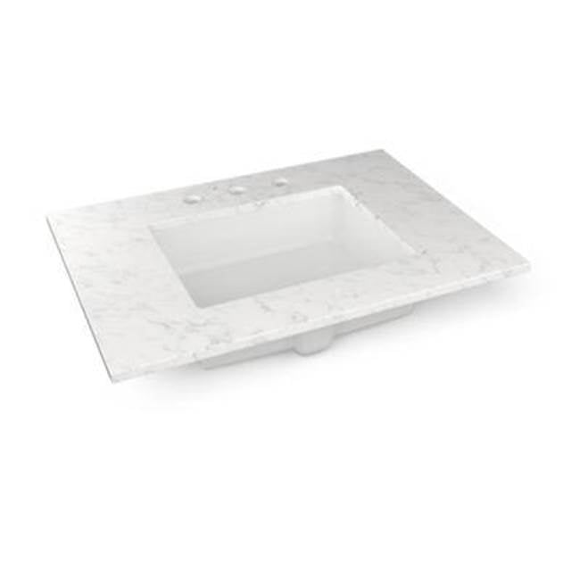 Robern - Engineered Stone Vanity Top, 31'' x 22'' x 3/4'', Center Undercounter Sink, Lyra, Three Hole