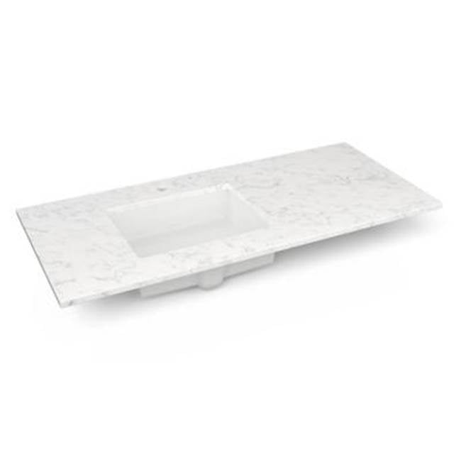 Robern - Engineered Stone Vanity Top, 49'' x 22'' x 3/4'', Left Offset Undercounter Sink, Lyra, Single Hole