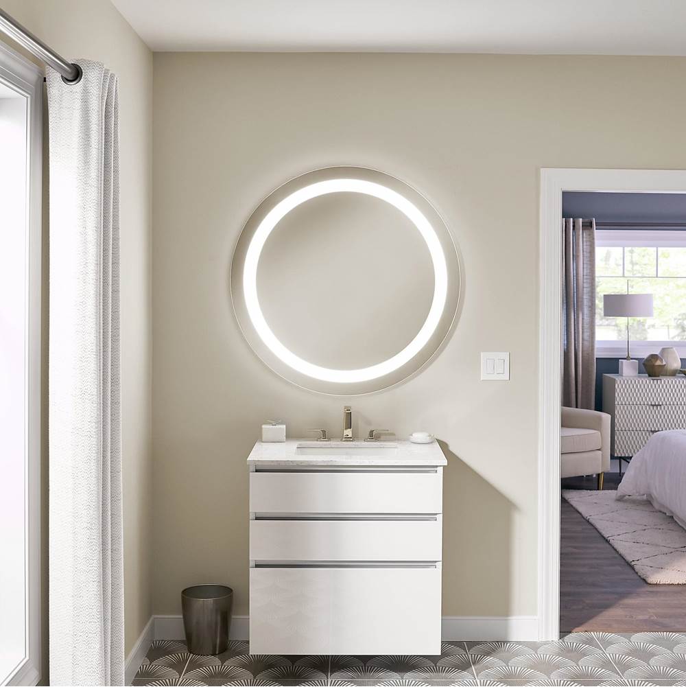 Vitality Lighted Mirror, 40'' Circle, Inset Light Pattern, 2700K Temperature (Warm Light), Dimmable, Defogger