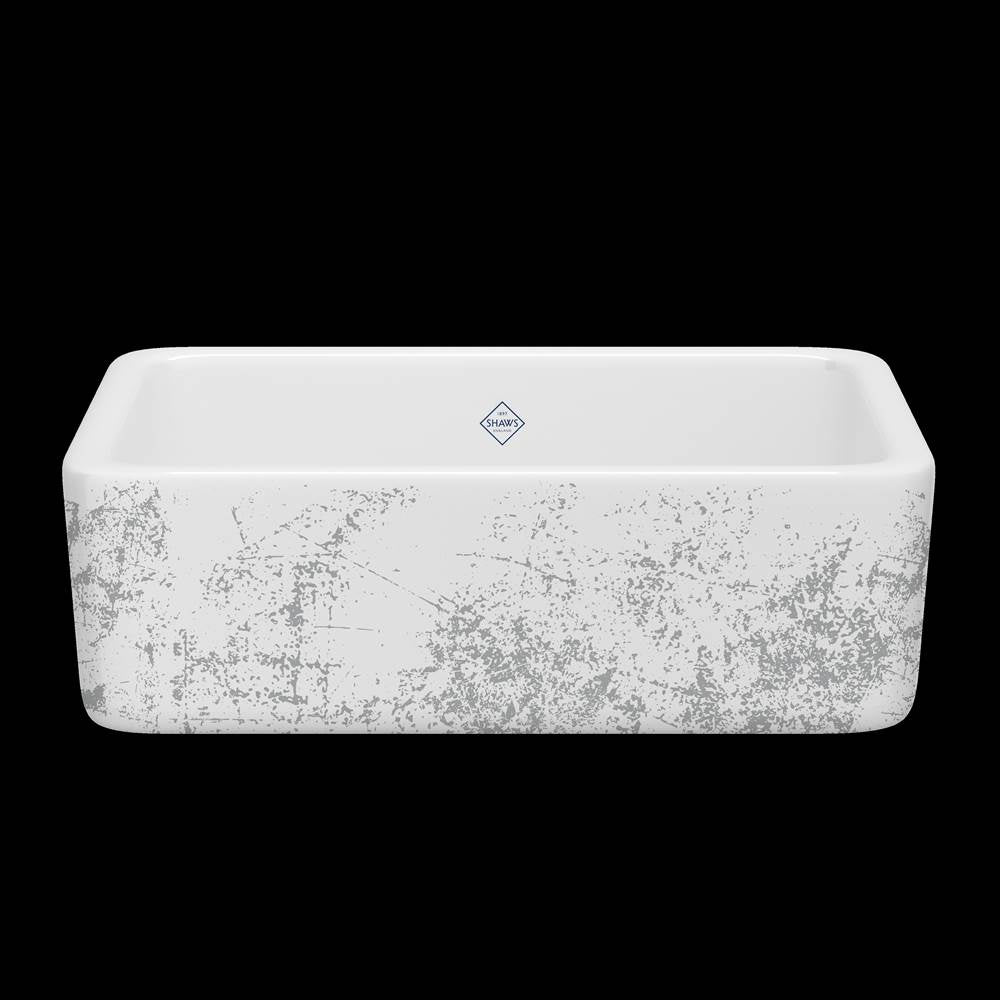 Rohl - LancasterE 30'' Single Bowl Farmhouse Apron Front Fireclay Kitchen Sink With Metallic Design - Metallic Silver