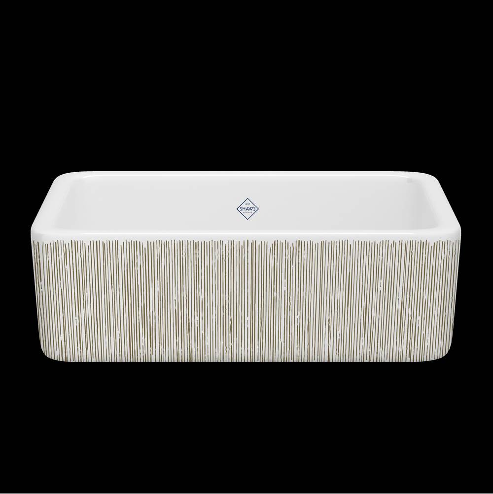 Rohl - LancasterE 30'' Single Bowl Farmhouse Apron Front Fireclay Kitchen Sink With Lines Design - Lines Gold