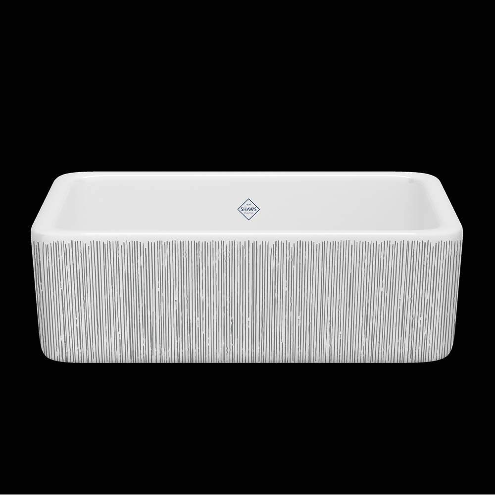 Rohl - LancasterE 30'' Single Bowl Farmhouse Apron Front Fireclay Kitchen Sink With Lines Design - Lines Silver