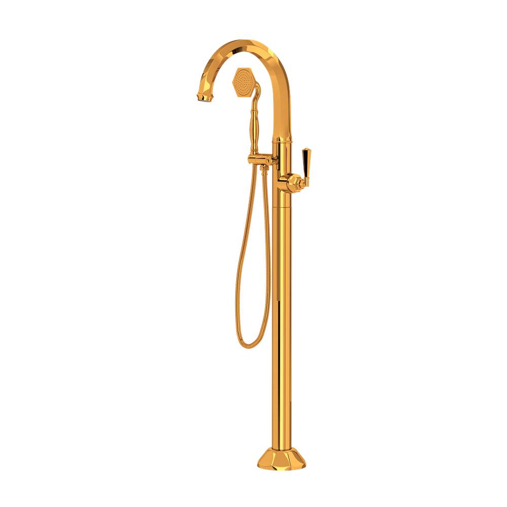 Rohl - Palladian Single Hole Floor Mount Tub Filler Trim - Italian Brass