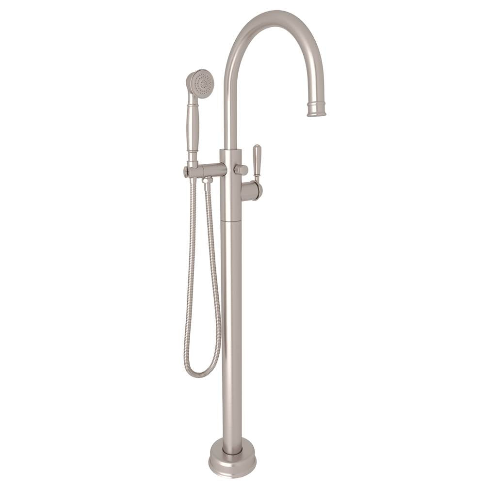 Rohl - Traditional Single Hole Floor Mount Tub Filler Trim - Satin Nickel