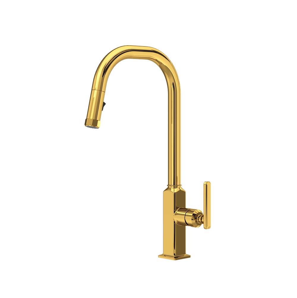 Rohl - ApothecaryE Pull-Down Kitchen Faucet With U-Spout - Unlacquered Brass