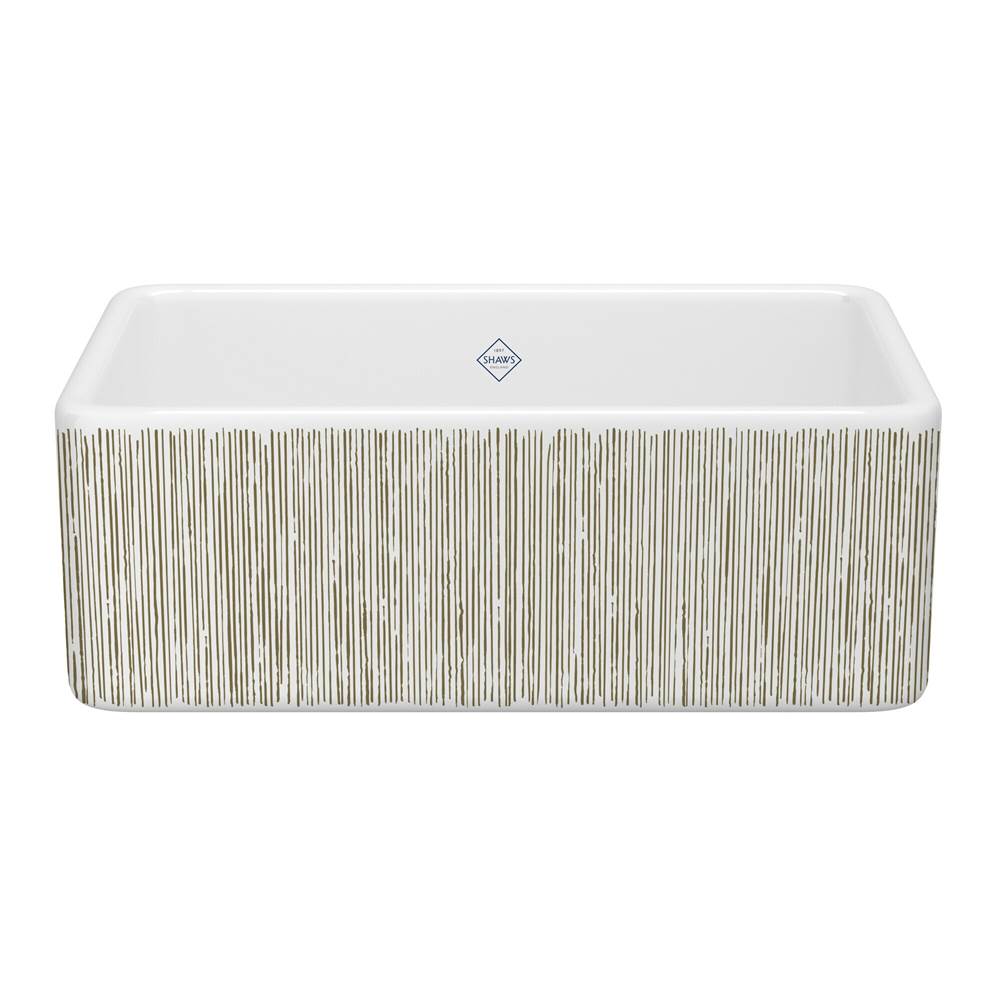 Rohl - ShakerE 30'' Single Bowl Farmhouse Apron Front Fireclay Kitchen Sink With Lines Design - Lines Gold