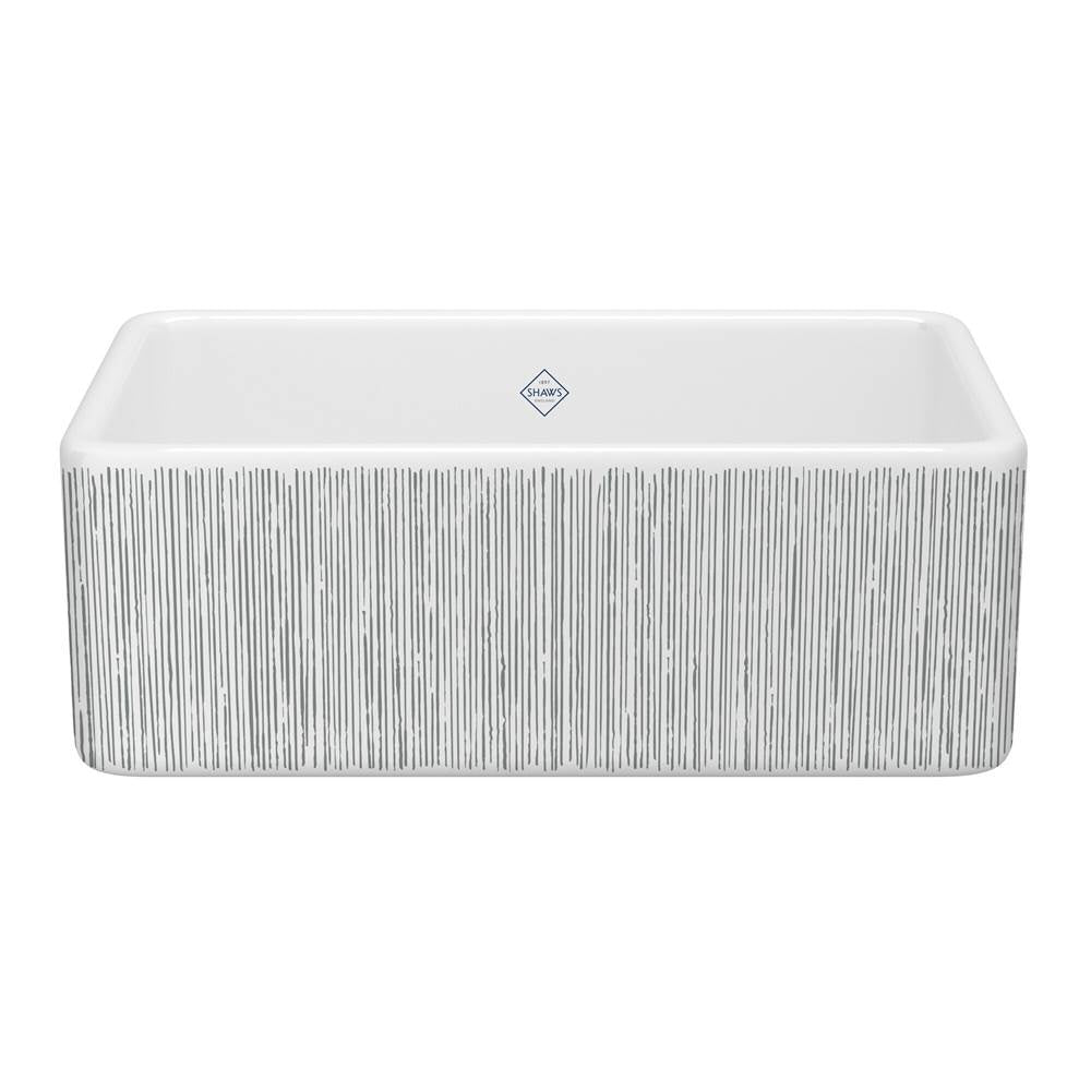 Rohl - ShakerE 30'' Single Bowl Farmhouse Apron Front Fireclay Kitchen Sink With Lines Design - Lines Silver