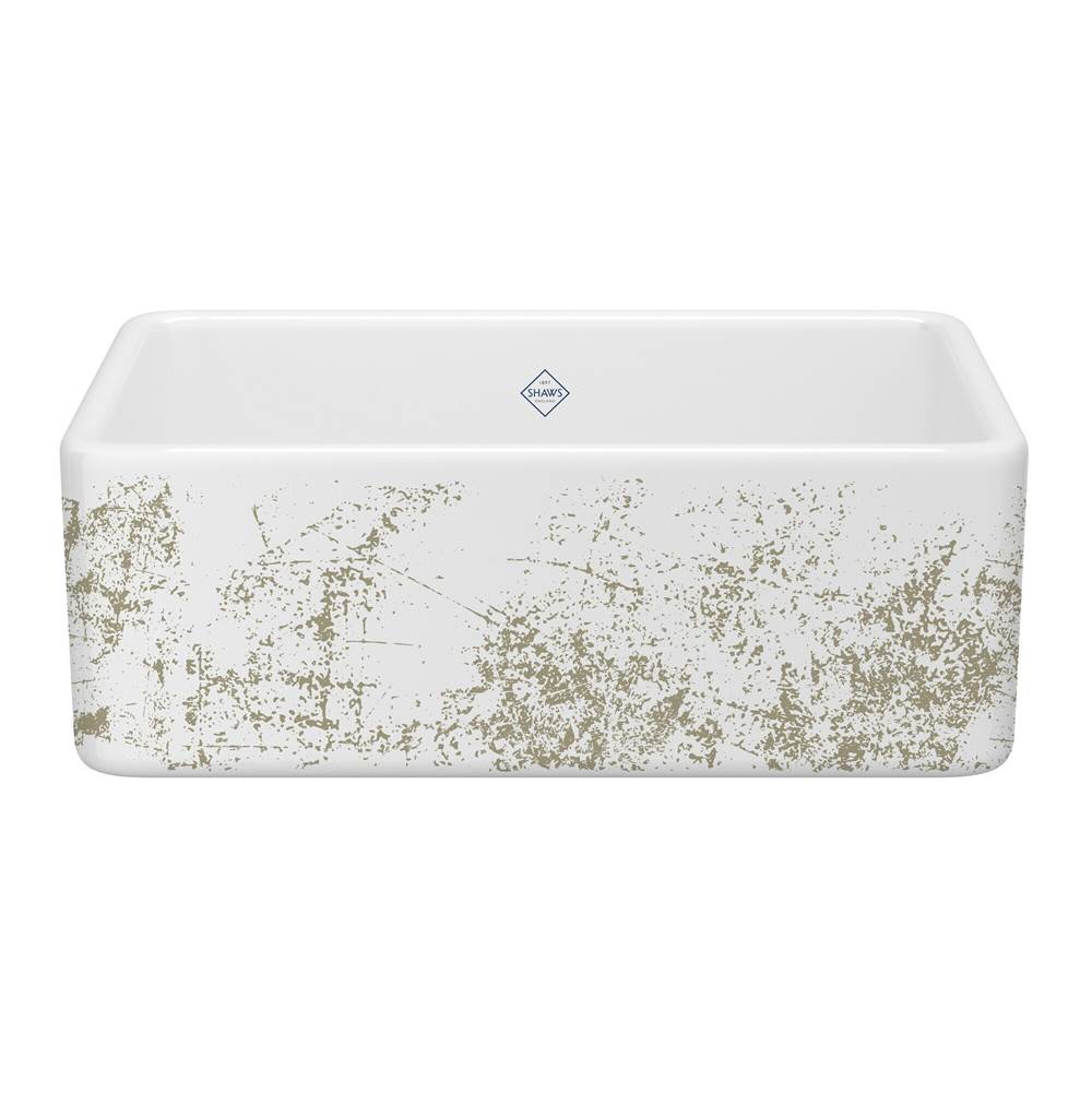 Rohl - ShakerE 30'' Single Bowl Farmhouse Apron Front Fireclay Kitchen Sink With Metallic Design - Metallic Gold