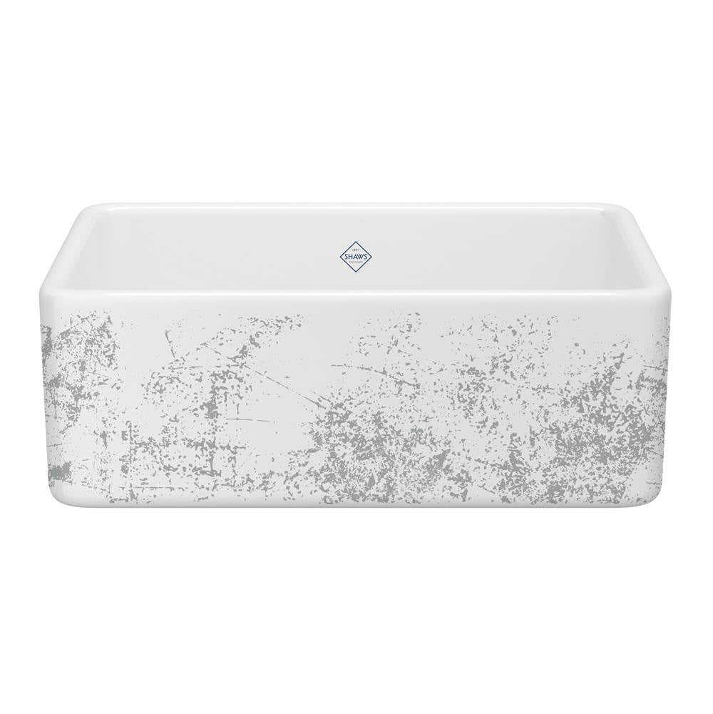 Rohl - ShakerE 30'' Single Bowl Farmhouse Apron Front Fireclay Kitchen Sink With Metallic Design - Metallic Silver