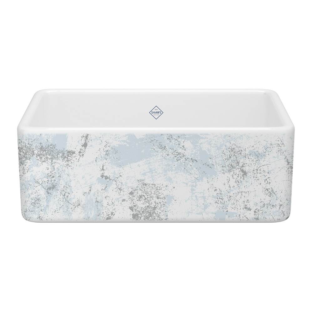 Rohl - ShakerE 30'' Single Bowl Farmhouse Apron Front Fireclay Kitchen Sink With Patina Design - Patina Blue With Silver