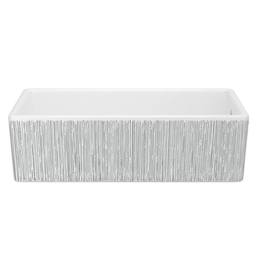 Rohl - ShakerE 36'' Single Bowl Farmhouse Apron Front Fireclay Kitchen Sink With Lines Design - Lines Silver