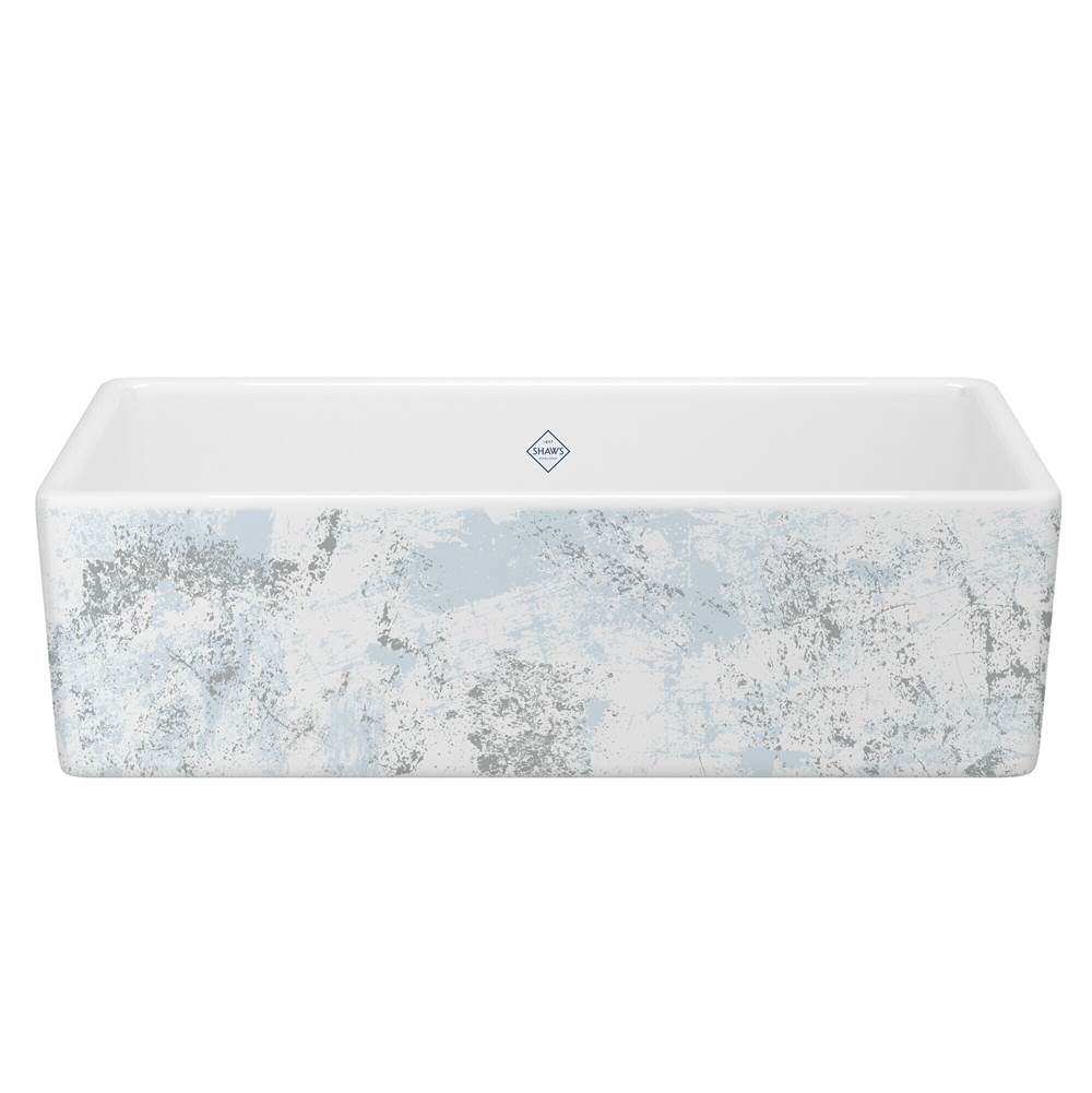 Rohl - ShakerE 36'' Single Bowl Farmhouse Apron Front Fireclay Kitchen Sink With Patina Design - Patina Blue With Silver