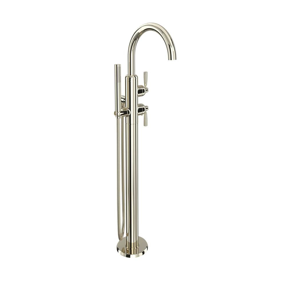 Rohl - HolbornE Single Hole Floor Mount Tub Filler Trim With C-Spout - Polished Nickel