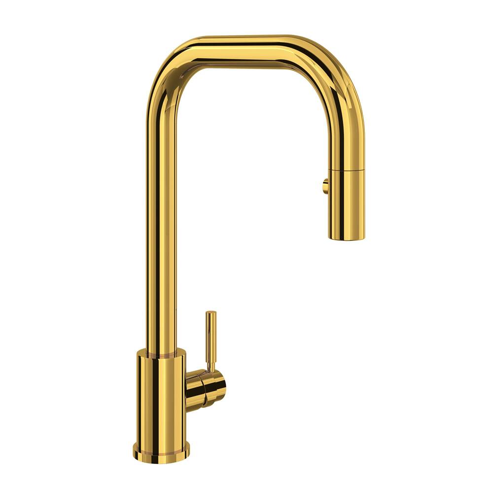 Rohl - HolbornE Pull-Down Kitchen Faucet With U-Spout - Unlacquered Brass