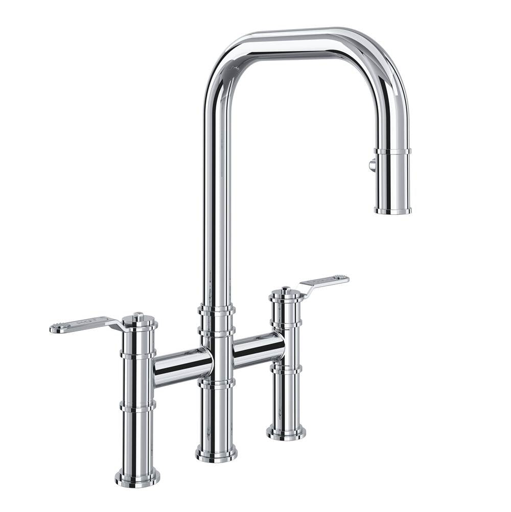 Rohl - ArmstrongE Pull-Down Bridge Kitchen Faucet With U-Spout - Polished Chrome